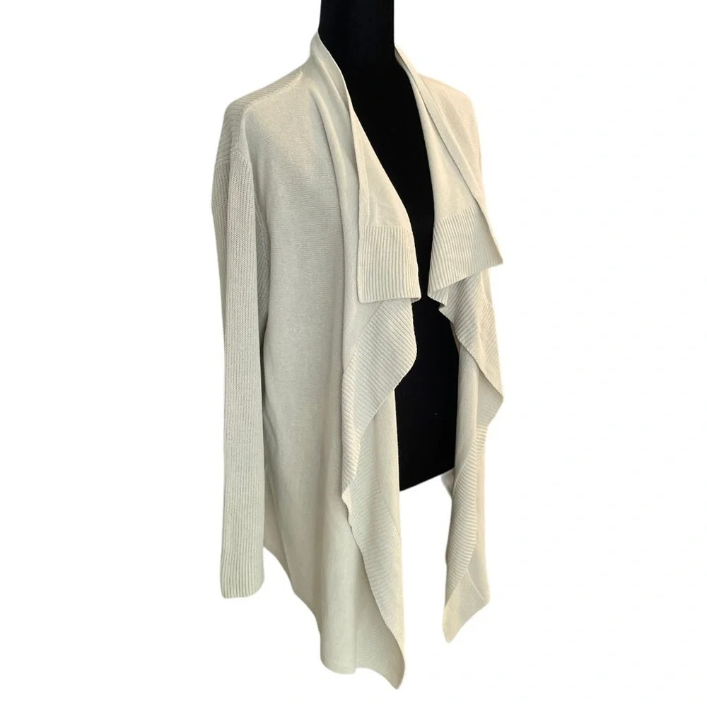 Eileen Fisher Silk Blend Open Front Waterfall Cardigan Sweater size XL